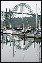 Yacht harbor and Newport Bay Bridge. Newport, Oregon, USA (color)