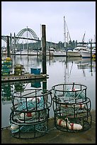 Crab traps and harbor. Newport, Oregon, USA (color)