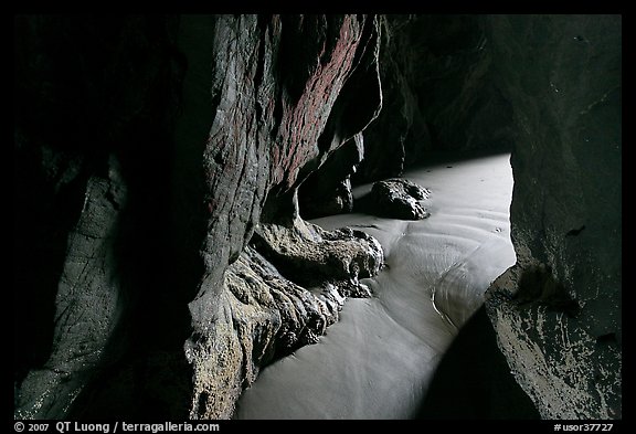 Light inside sea cave. Bandon, Oregon, USA