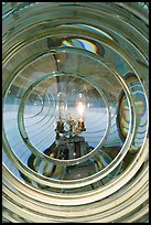 Light and lens inside Cape Blanco Lighthouse. Oregon, USA