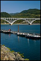 Boat deck and arched bridge, Rogue River. Oregon, USA ( color)