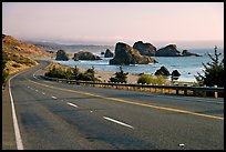 Highway and ocean, Pistol River State Park. Oregon, USA ( color)