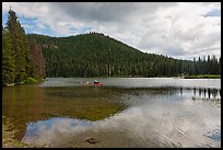 Kayakers, Devils Lake, Deschutes National Forest. Oregon, USA (color)