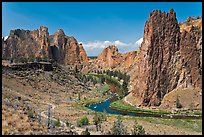 Crooked River and cliffs. Smith Rock State Park, Oregon, USA (color)