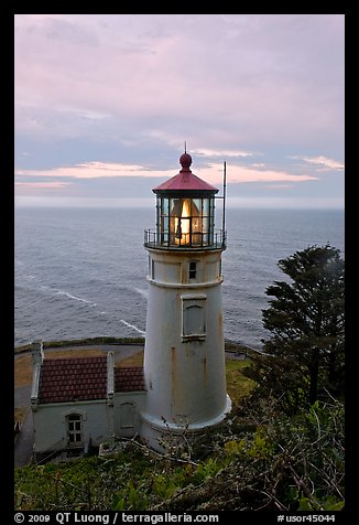 Heceta Head lighthouse at sunrise. Oregon, USA (color)