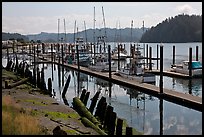 Boats along Siuslaw River, Florence. Oregon, USA (color)