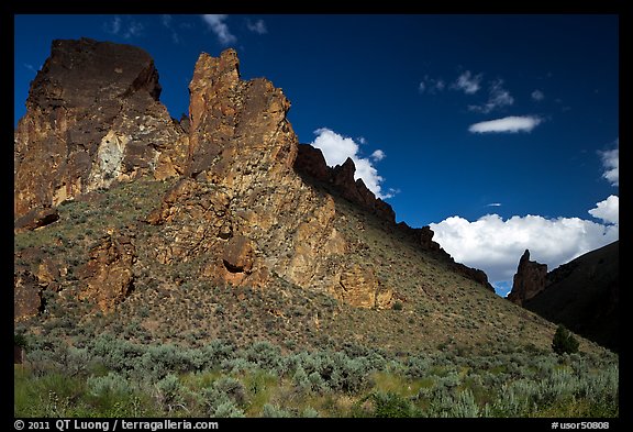 Shadows across spires,  Leslie Gulch BLM Area of Critical Environmental Concern. Oregon, USA (color)