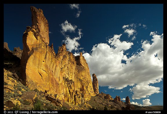 Roostercomb Rock and cloud Leslie Gulch. Oregon, USA