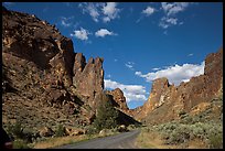 Scenic road below spires, Leslie Gulch. Oregon, USA