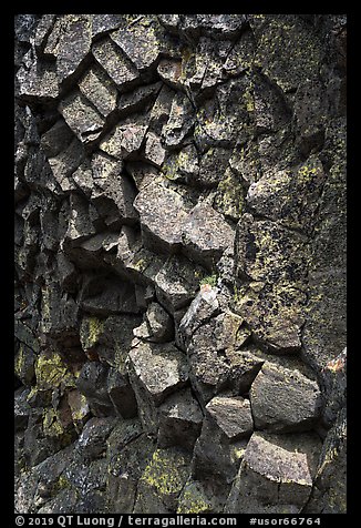 Basalt rock with hexagonal patterns, Pilot Rock. Cascade Siskiyou National Monument, Oregon, USA (color)
