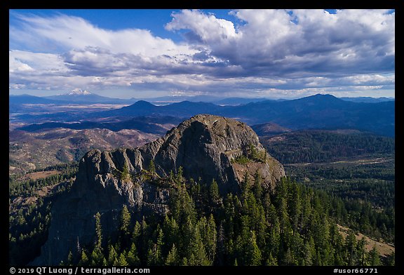 Aerial view of Pilot Rock from the north. Cascade Siskiyou National Monument, Oregon, USA (color)