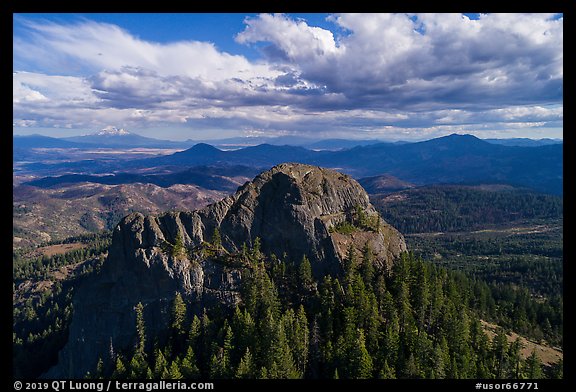 Aerial view of Pilot Rock from the north. Cascade Siskiyou National Monument, Oregon, USA