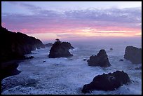 Seastacks and surf at sunset, Samuel Boardman State Park. Oregon, USA