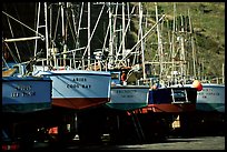 Boats on the deck in Port Orford. Oregon, USA (color)