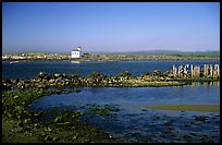 Coquille River estuary with lighthouse. Bandon, Oregon, USA