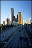 Freeway and downtown skyline, early morning. Seattle, Washington