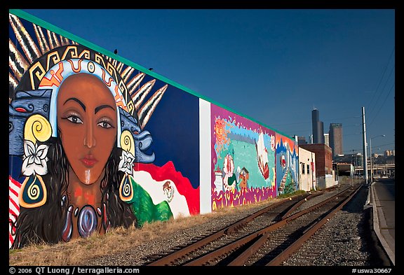 Mural and railroad tracks. Seattle, Washington