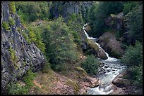 Basalt columns and Muddy River in Lava Canyon. Mount St Helens National Volcanic Monument, Washington (color)