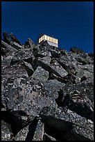 Lookout on top of Hidden Lake Peak by moonlight. Washington ( color)