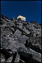 Lookout on top of Hidden Lake Peak by moonlight. Washington ( color)