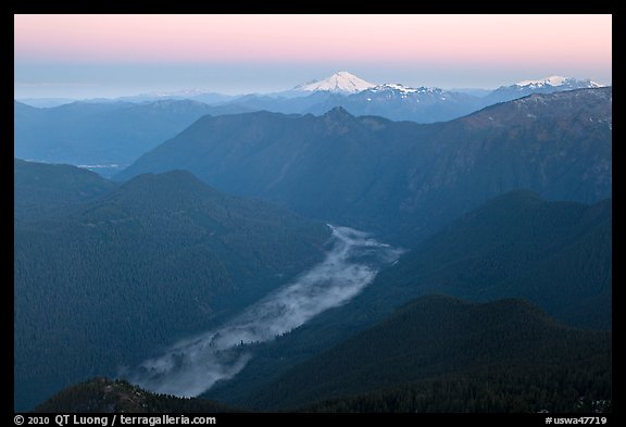 Cascade River Valley and Mount Baker at dawn. Washington