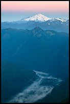 Dawn over fog-filled valley and Mt Baker, Mount Baker Glacier Snoqualmxie National Forest. Washington ( color)