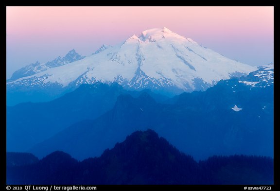 Mount Baker, sunrise, Mount Baker Glacier Snoqualmie National Forest. Washington (color)