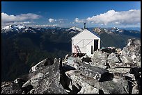 Fire lookout on Hidden Lake Peak, Mount Baker Glacier Snoqualmie National Forest. Washington