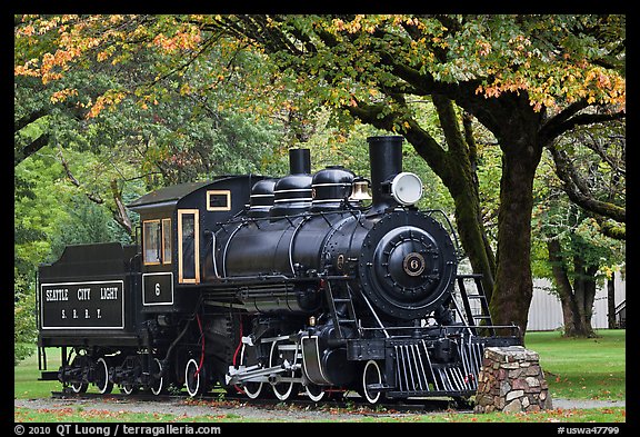 Seattle City Light locomotive, Newhalem. Washington (color)