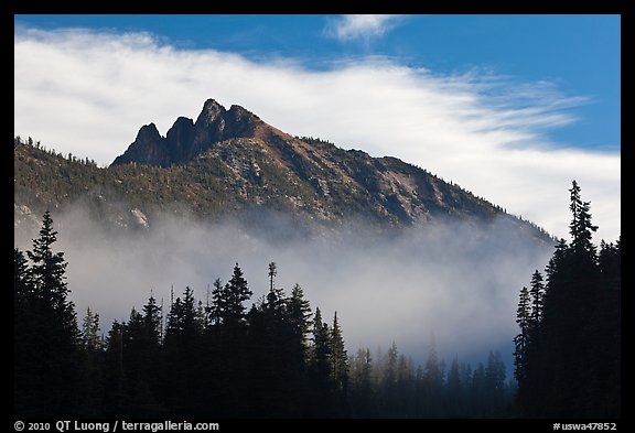 Whistler Mountain emerging from fog. Washington (color)