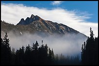 Whistler Mountain emerging from fog. Washington