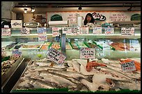 Fresh fish for sale, Pike Place Market. Seattle, Washington (color)