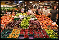 Fruit stall, Main Arcade, Pike Place Market. Seattle, Washington (color)