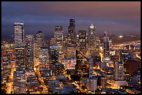 Downtown Seattle by nite. Seattle, Washington (color)