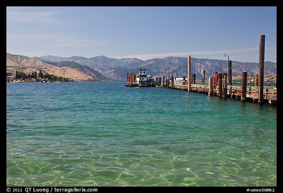 Pier and Lake Chelan, Chelan. Washington (color)