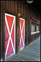 Painted doors and wood building, Winthrop. Washington (color)