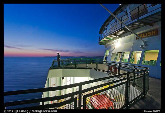 Port Townsend Coupeville Ferry upper deck at dusk. Olympic Peninsula, Washington (color)