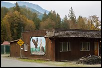 Wooden house with painted mural, Skagit Valley. Washington