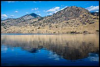 Dry hills reflected in Lake Chelan. Washington ( color)