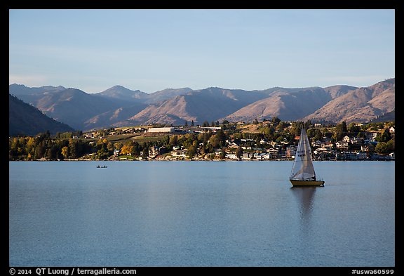 Sailboat, Lake Chelan. Washington (color)