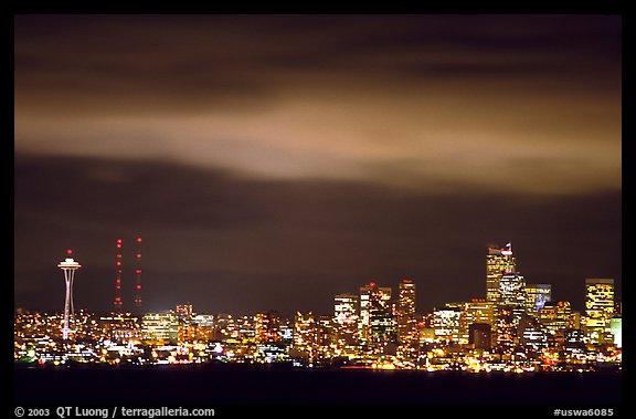 Seattle skyline at light from Puget Sound. Seattle, Washington (color)