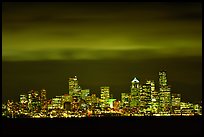 Seattle skyline at light from Puget Sound. Seattle, Washington