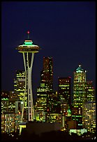 Seattle skyline at night with the Needle. Seattle, Washington (color)