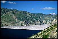 Spirit Lake, partly covered with floating logs. Mount St Helens National Volcanic Monument, Washington