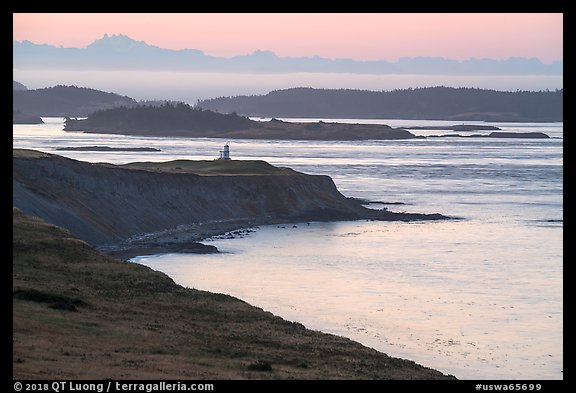 Cattle Point and Lighthouse at dawn, San Juan Island. Washington (color)