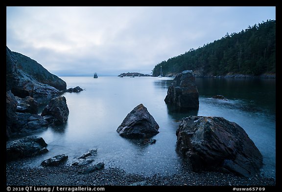 Rocks and Watmough Bay, Lopez Island. Washington (color)
