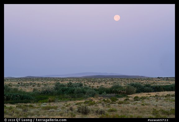 Full moon over Wahluke Ponds, Hanford Reach National Monument. Washington (color)