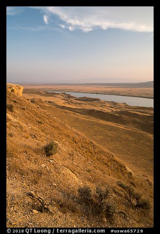 Columbia River from White Bluffs Overlook, Wahluke Unit, Hanford Reach National Monument. Washington (color)