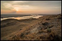 Sunset over Columbia River from White Bluffs Overlook, Wahluke Unit, Hanford Reach National Monument. Washington ( color)