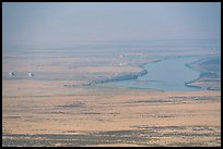 Distant Columbia River and nuclear reactors, Hanford Reach. Washington ( color)